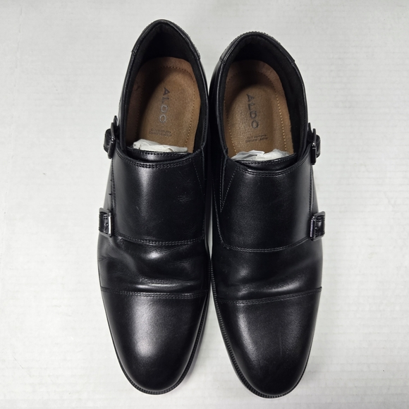 Aldo Men's Holtlanflex Monk Strap Slip-on Black Leather Buckle Loafers Size 8 - Picture 6 of 14
